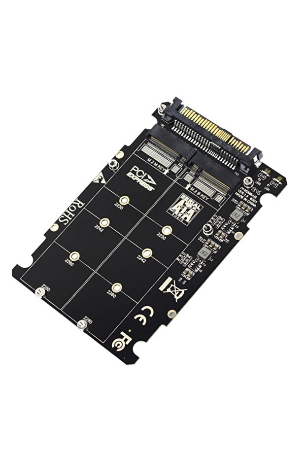 Black 2-in-1 M.2 NVMe SATA SSD to U.2 SFF-8639 Adapter Converter, PCIe M.2 Key M/B to U.2 Card for D