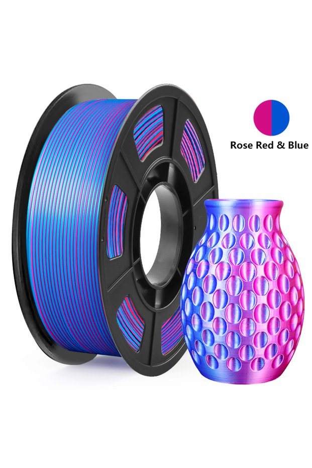 Rose Red Blue Dual Color PLA 3D Printer Filament 1.75mm 250g Spool, High Precision Printing Material