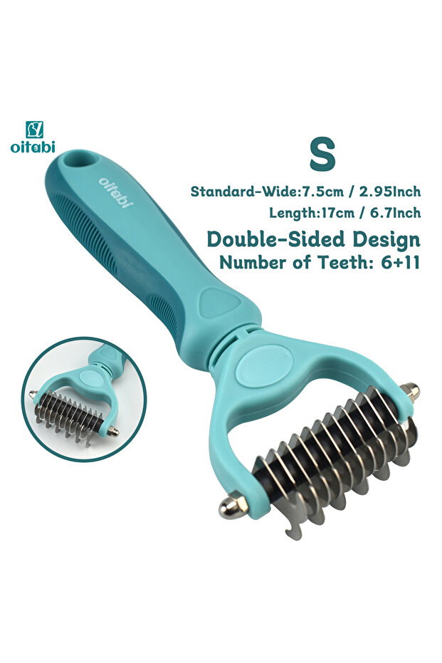 Deshedding Brush S Oitabi Pet Deshedding Brush - Double-Sided Undercoat Rake for Dogs & Cats - Shedd