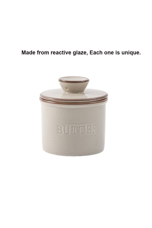 gray 1pc ceramic yellow oil tank, unique kiln turned ceramic butter dish with lid, countertop butter