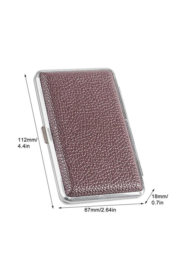 Brown Portable Leather Cigarettes Case 20-piece Cigarettes Carrying Box Metal Frame Cigarettes Holde