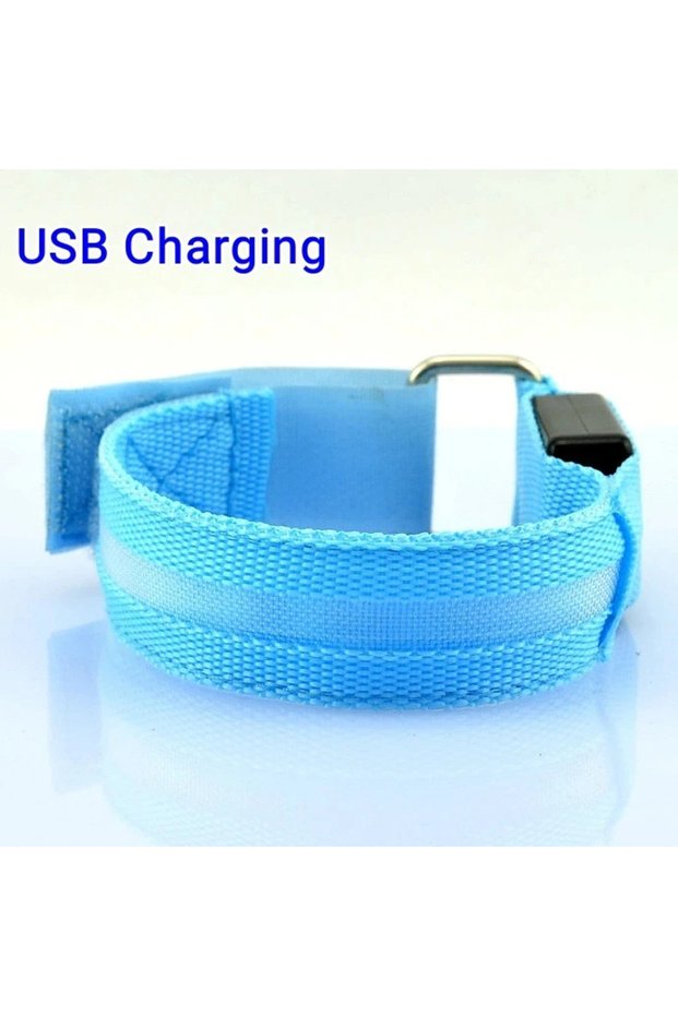 Blue Night Running Armband LED Light Outdoor Sports USB Rechargeable Safety Belt Arm Leg Warning Wri