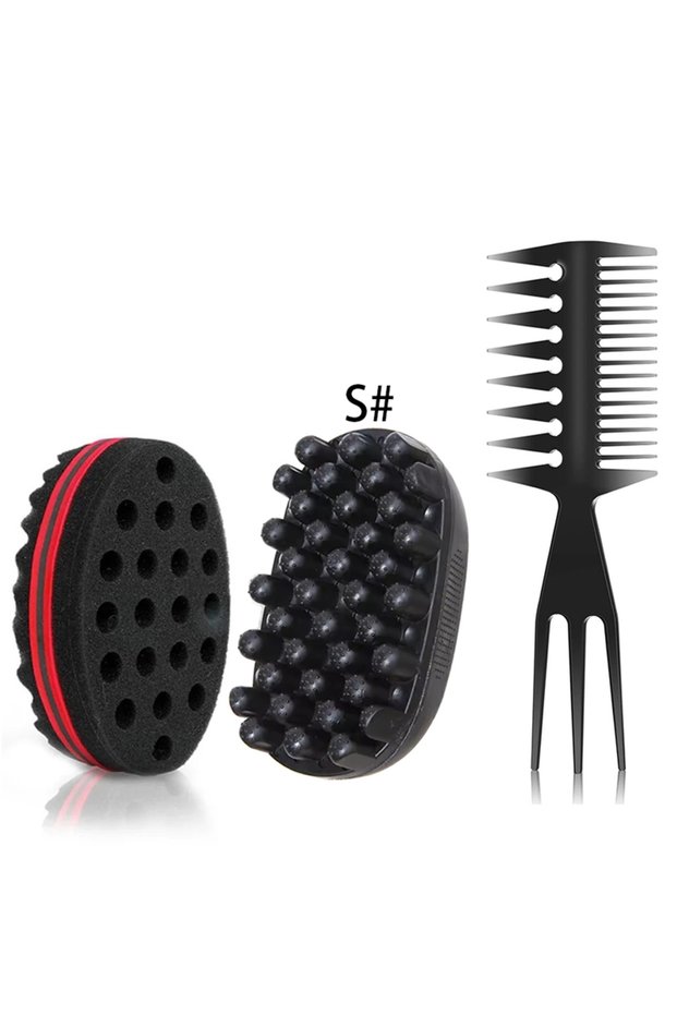 3pcs Set2 2/3pcs Hair Brush Kit Afro Twist Hair Sponge Mesh Comb Double Sided Hair Pick Comb Men Dre