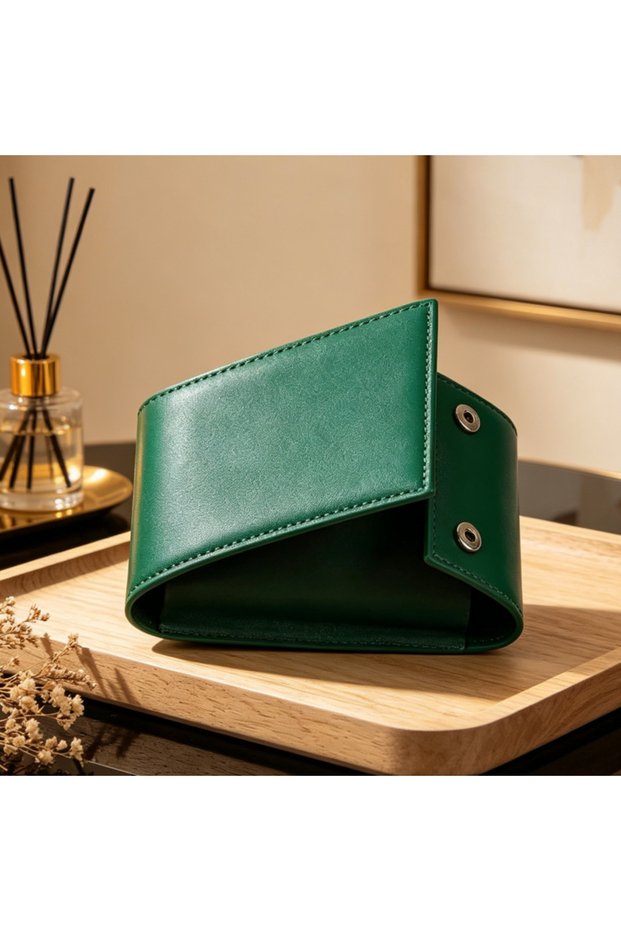 1 slots 1 PCS Men Women Watch Storage Portable Dust Watch Box Green Travel PU Leather Flannel Bag fo