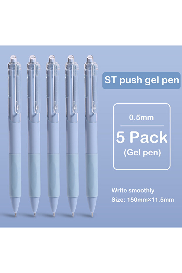 Blue-5pcs 5 pcs gel pen ins smooth press quick-drying 0.5mm black pen ballpoint pens school supplie