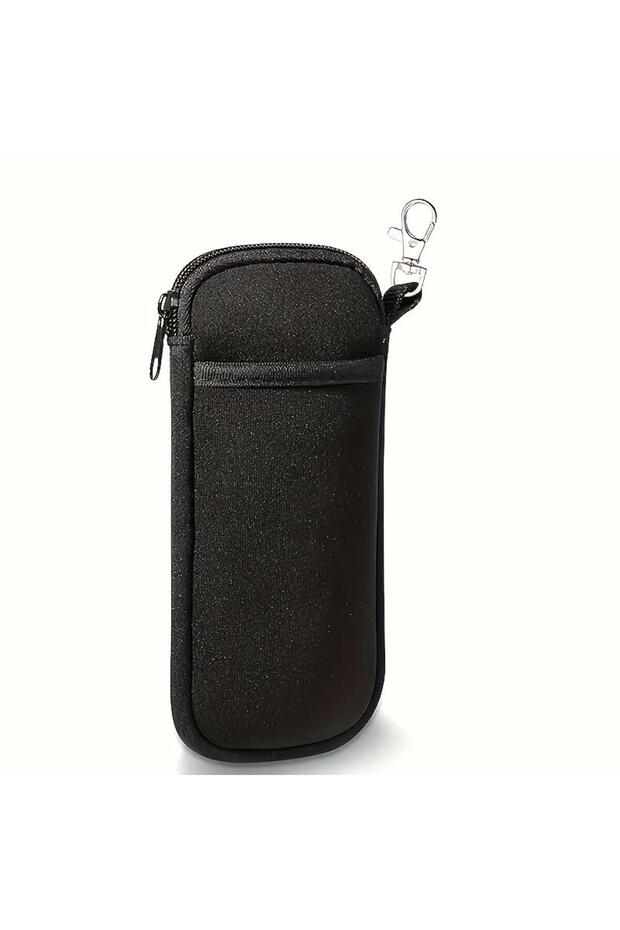Style A (Black) Portable Zipper Soft Glasses Case With Carabiner Sunglasses Case Zipper Eyeglass Pou