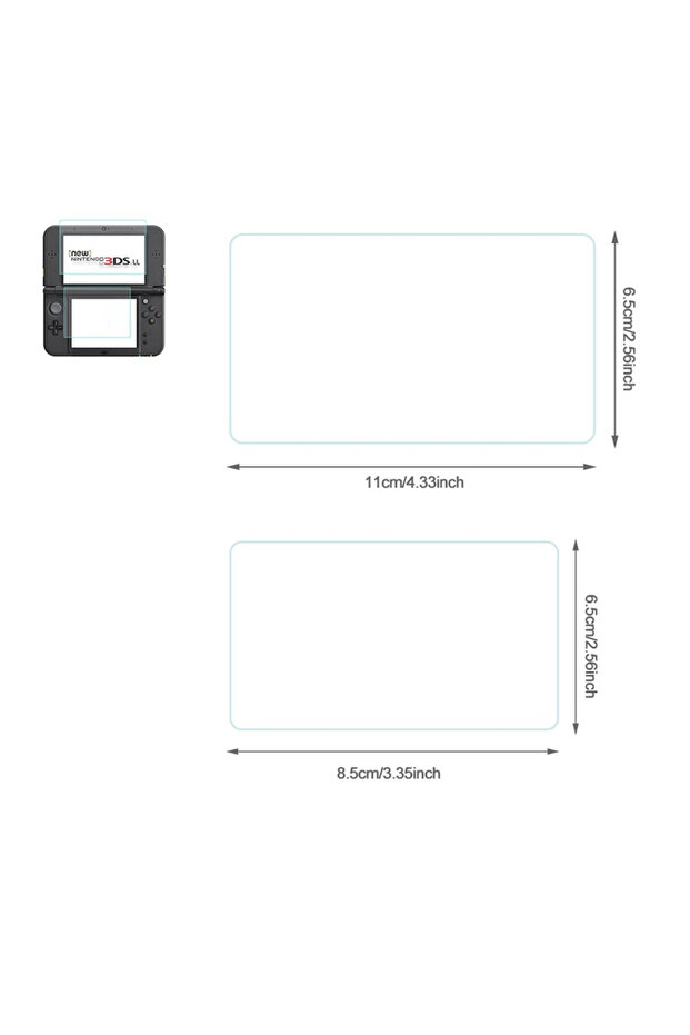 black Top Screen Protector Tempered Glass+Bottom HD Clear PET Protective Film For Nintendo New 3DS X