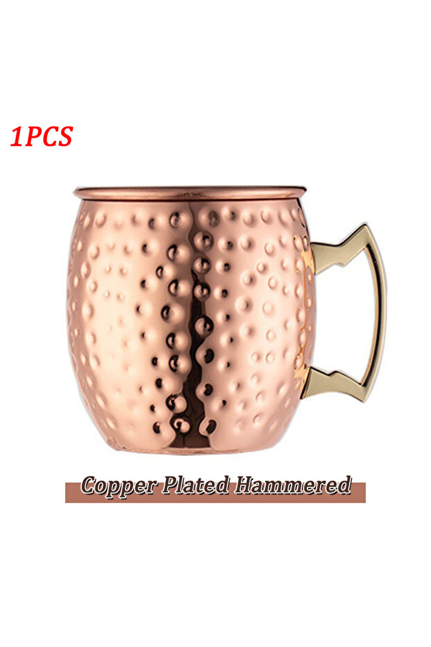 500ml 1pcs Copper A Moscow Mule Stainless Steel Mugs Metal Anti-fall Beer Cup Copper Plated Hammered