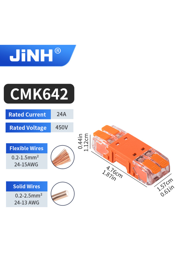 CMK642 5Pcs Quick Lever Wire Connectors for Compact Plug In Male Female Terminals Blocks Home Wiring