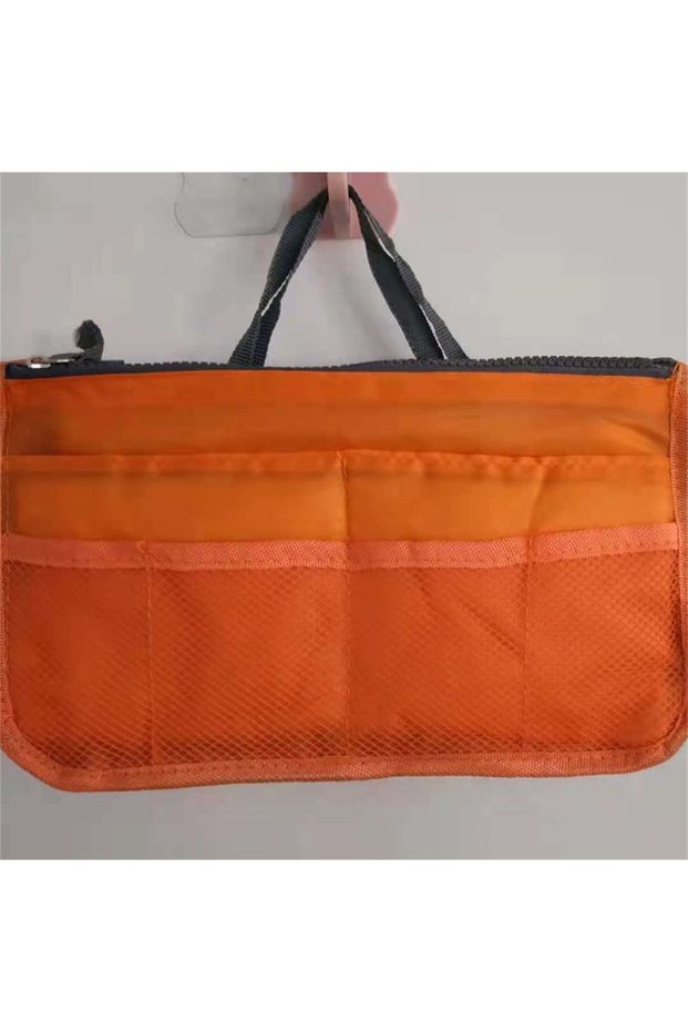 OrangeRed Multifunctional Bi-fold Storage Bag Double Zipper Large Capacity Storage Arrangement Makeu