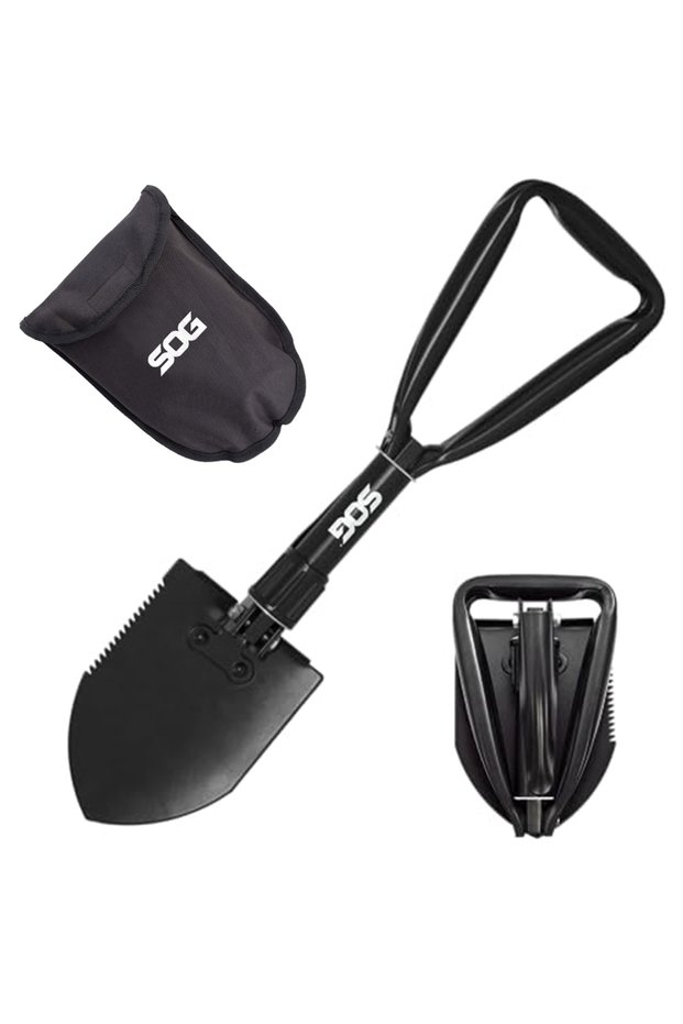 F08-N SOG Folding Shovel, Outdoor Camping Supplies, 18.25 Inch Folding Survival Shovel with Saw Edge