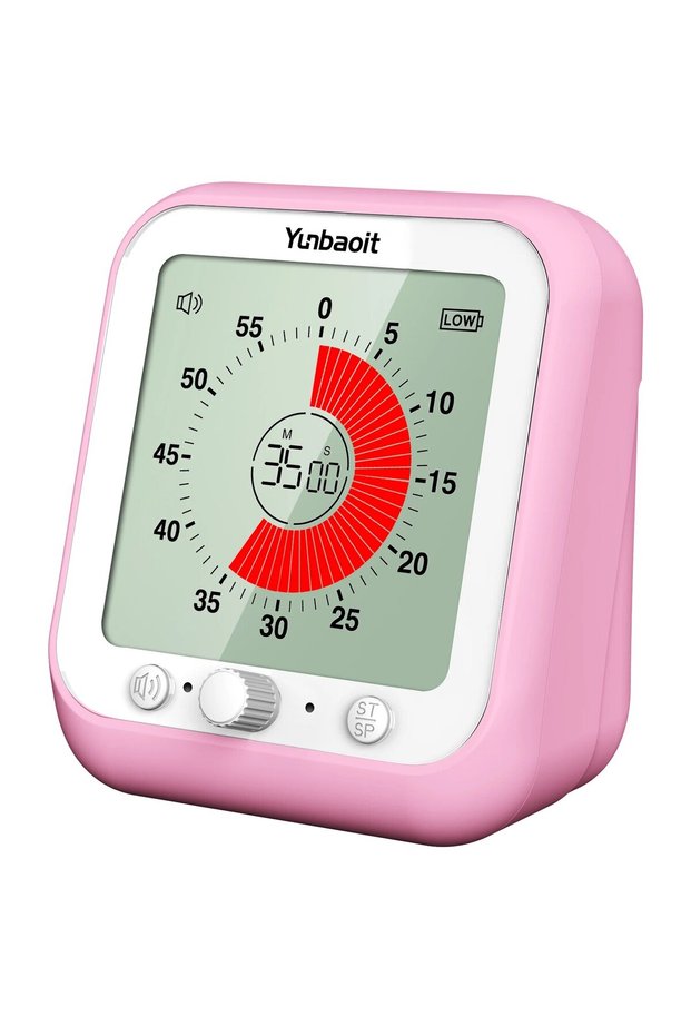 مؤقت رقمي مرئي VT09-PINK RED لمدة 60 دقيقة مع شاشة ملونة 3.5 بوصة ومؤقت عد تنازلي لرياض الأطفال