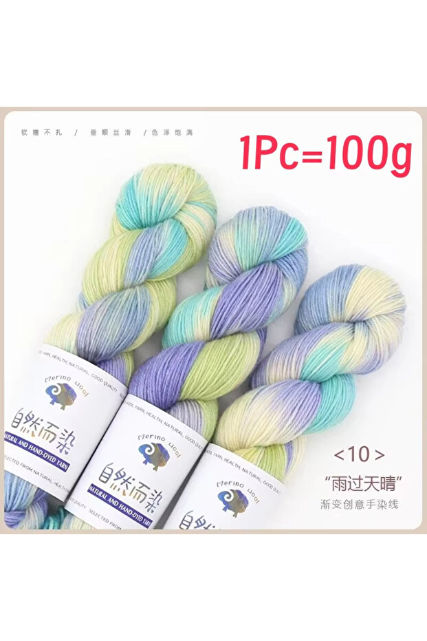 9 1Pc 100g/roll Merino Wool Yarn Handmade Dyed Wool Yarn Soft Sweater Scarf Hat Woven Rainbow Baby Y
