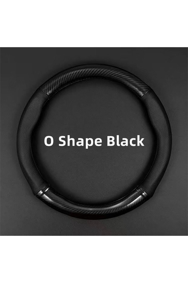 O Shape Black D Type Leather Universal Car Steering Wheel Cover Breathable Anti Slip Car Decoration