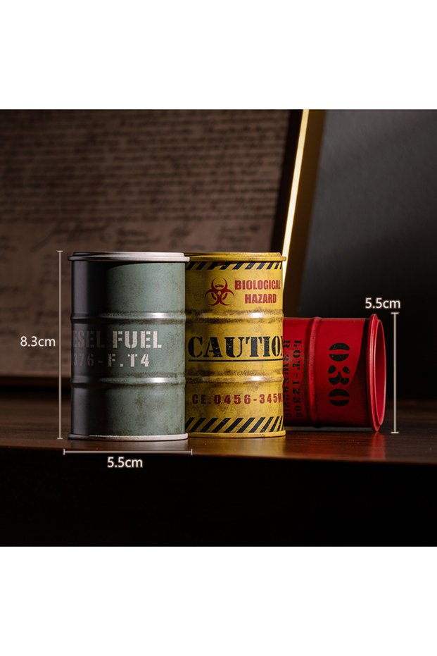 3pcs E Iron Mini Oil Drum Model Chemistry Oil Drum Model Car Model Storage Box Desktop Decoration Wa