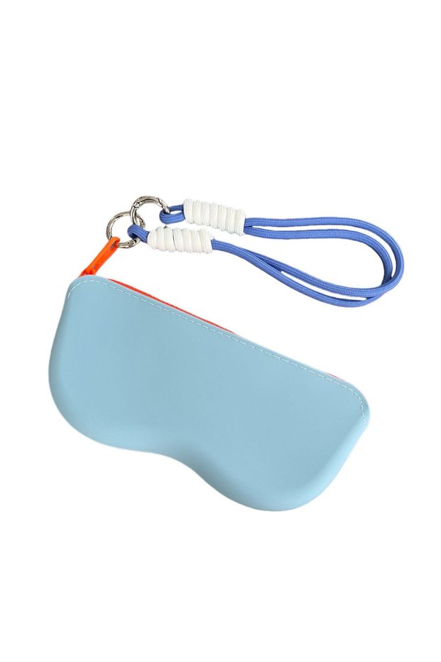 Light blue Silicone Zipper Eyeglass Case, Sunglasses Storage Protective Case, Hanging Bag, Wallet, W