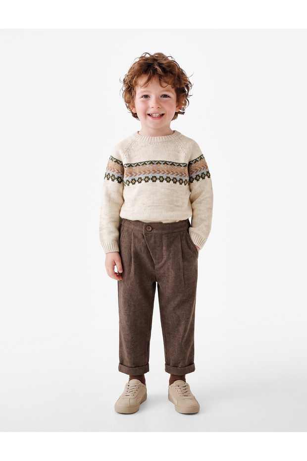 Viscose Blended Pocketed Buttoned Folded Leg Comfortable Cut Pants