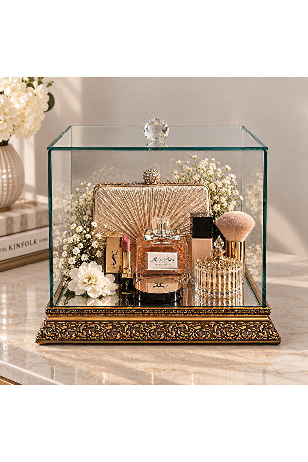 Glass Embroidered Gold Promise Engagement Dowry Bundle Box 25*25 cm Bridal Groom Bundle