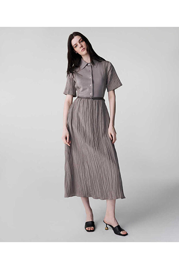 Belted Knitwear Mix Dress