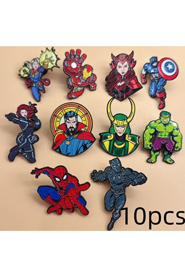 Antique Copper Plated 10Pcs Creative Cartoon Character Alloy Brooch Badge Pins for Backpacks Accesso