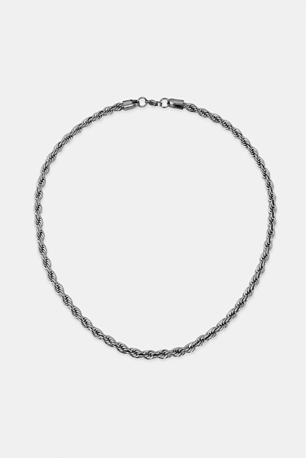 6mm X 55cm 316L Steel Rope Chain Silver Tone Men's Necklace