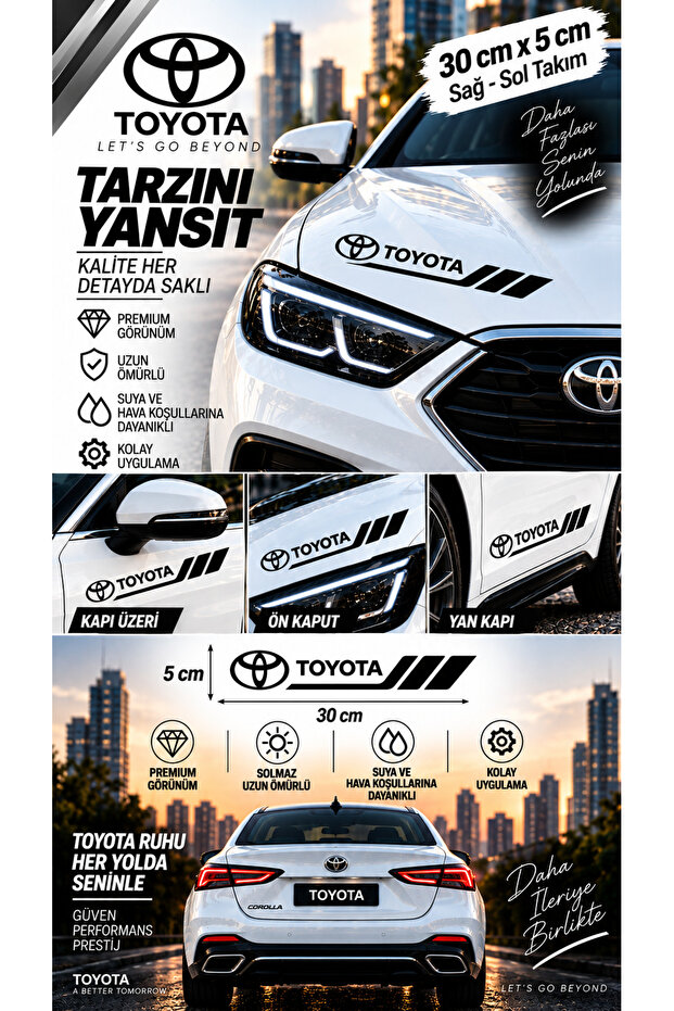 Toyota Compatible Sports Body Stripe Sticker Right Left Side Door Fender Sticker 2 Pieces