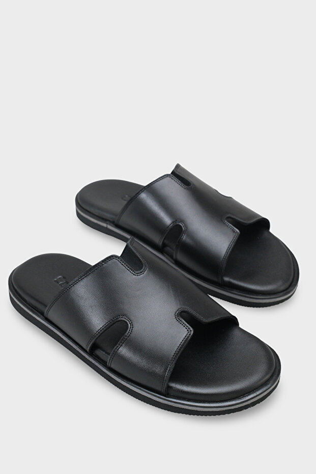 Wendell Wide Band Genuine Leather Men's Slippers