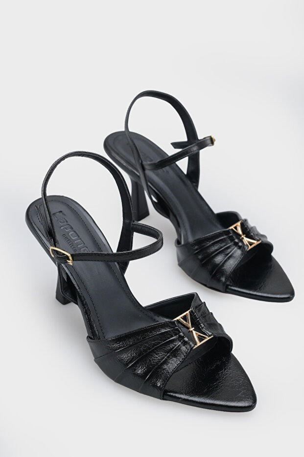 Belvia Pointed Toe Metallic Ankle Strap Mid-Heel Women's Shoes