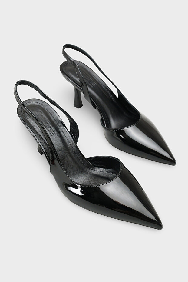 Ramonda Genuine Leather Lined Pointed Toe Mid Heel Open Back Women's Shoes