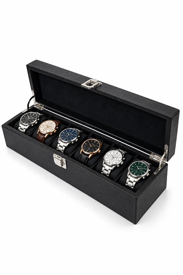 Watch Box 6 Pieces Without Glass Diplomat Series Black