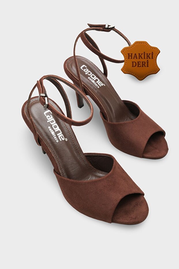 Kenna Genuine Leather Lined Round Toe Medium Heeled Ankle Strap Women's Shoes
