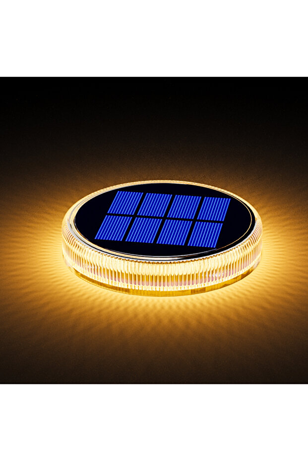 Round EL-SD-02-W1 Solar Deck Lights Outdoor Waterproof LED Dock Lighting IP68 Auto On/Off for Drivew