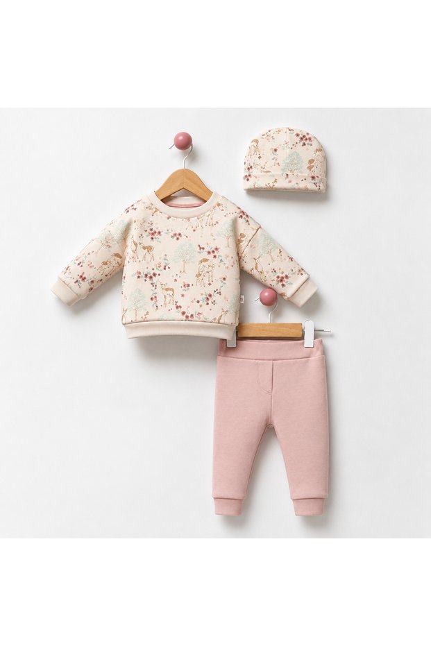 Cute Gazelle Printed Baby Girl Set of 2