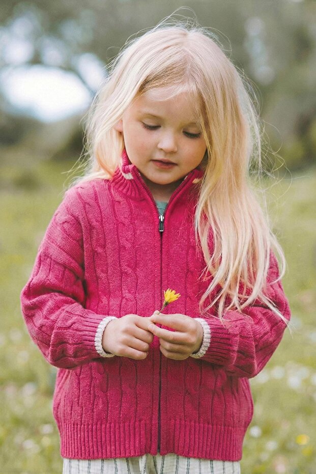 Hair Knitted Cardigan 2-11 Years Old Fuchsia