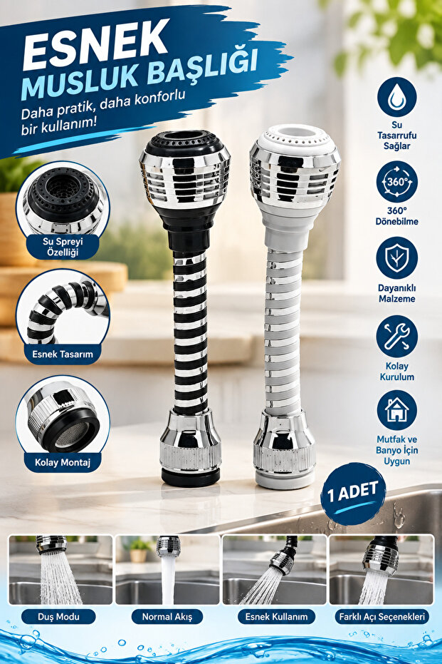 Kitchen Sink Nozzle 360 Degree Rotating Faucet Head with Filter 1 Piece
