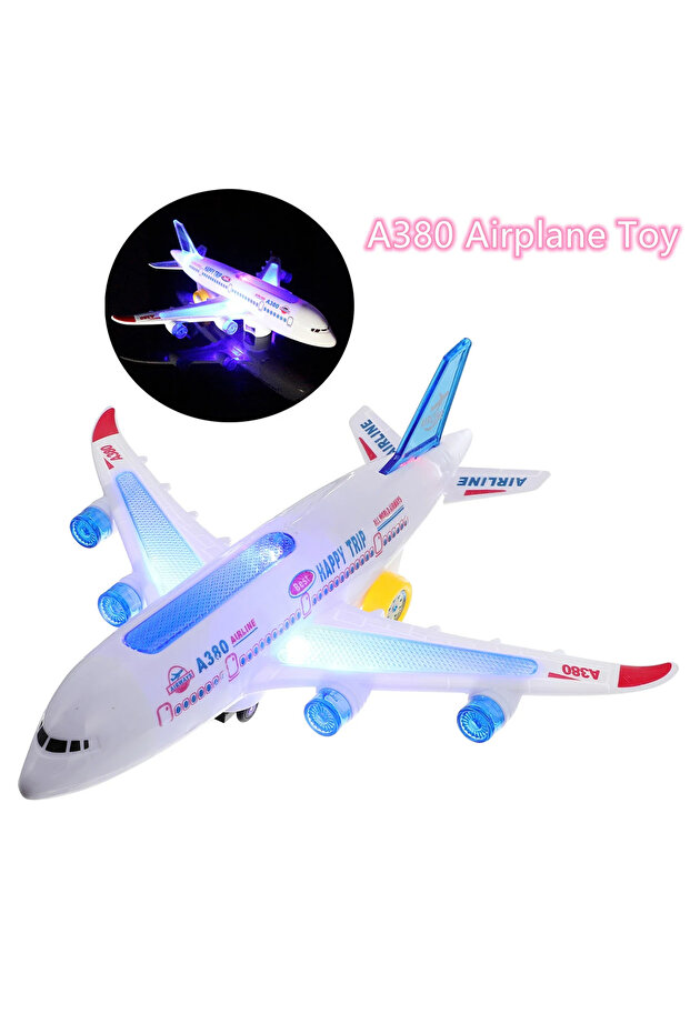 Electronic Aeroplane Toy with Music Autopilot Flash Sound Aircraft Automatic Rotation Plane Educatio