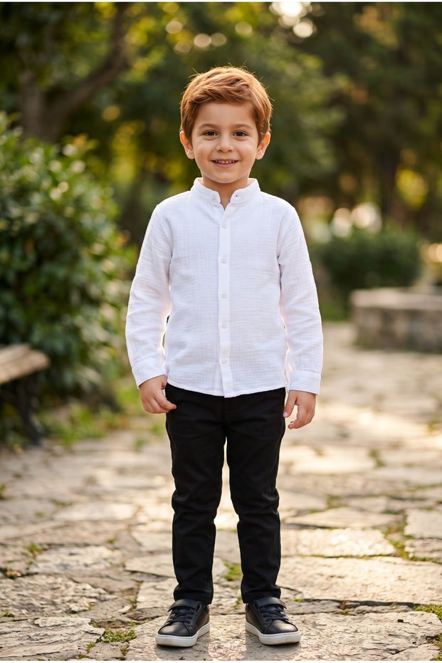 Boy's muslin collar seasonal shirt