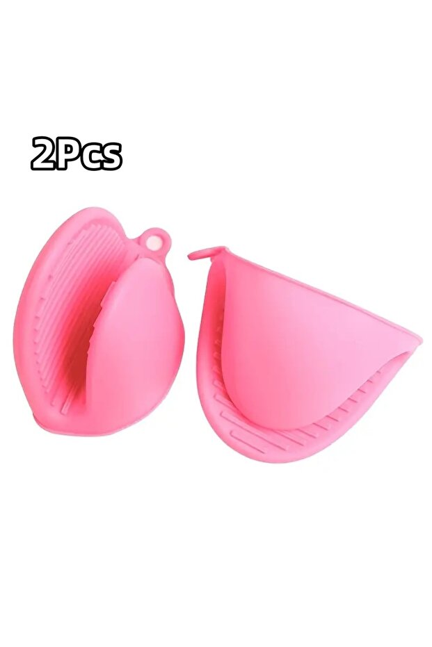 Pink 2Pcs Silicone Pot Holder Gloves Non-Slip Grip Kitchen Utensils Anti Scalding and Heat Insulatio