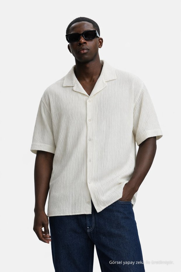 Men's Summer Oversized White Linen Shirt