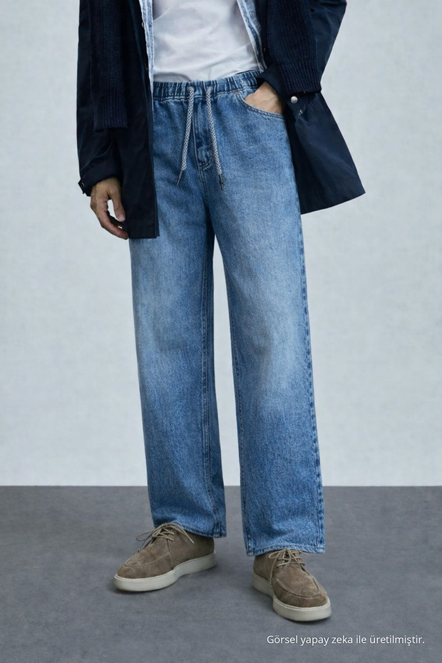 Men's Casual Premium Navy Blue Baggy Jeans