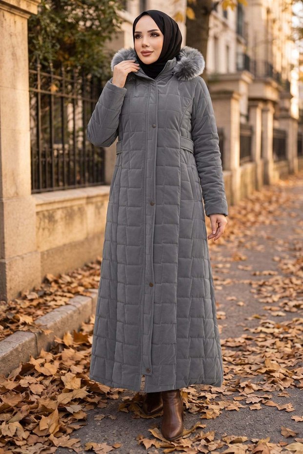 Full Length Nova Quilted Coat Smoked Hm2957