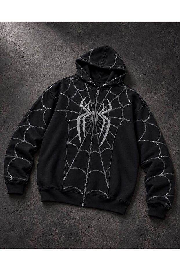 Unisex Burgundy Spiderman Printed 3 Thread Thick Inner Lined Hoodie