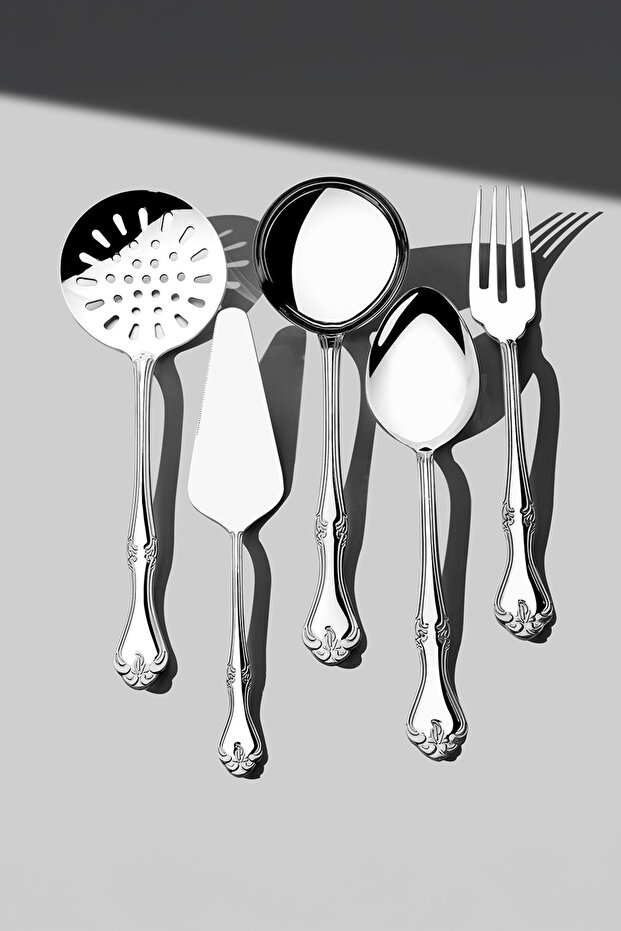 Lalezar Plain 5-Piece Stainless Steel Serving Set