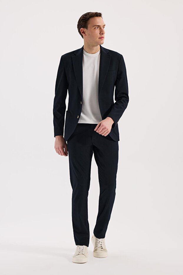 Navy Blue Comfort Fit Elastic Waist Flexible Sports Jogger Pants