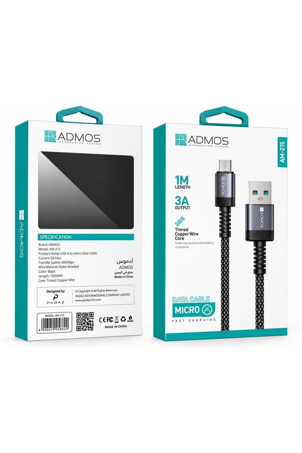 Micro USB Cable | 1M Nylon Braided Fast Charging & Data Sync Cable, USB-A to Micro USB, 3A Output, 480Mbps