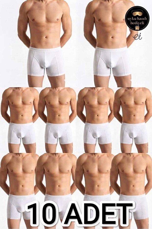 Men's White 10-Pack Cotton Lycra Boxers - Comfortable Flexible Underwear - Custom Made Sleep Band Gift