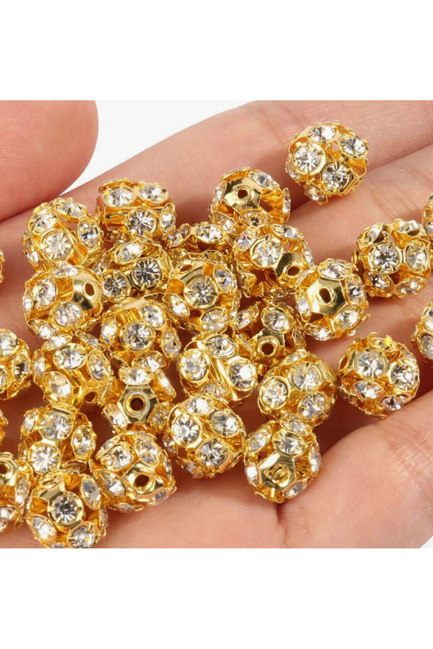 30Pcs Colorful Ab Rhinestone Balls Crystal Loose Spacer Round Beads for Jewelry Making DIY Bracelet Accessories 6/8mm