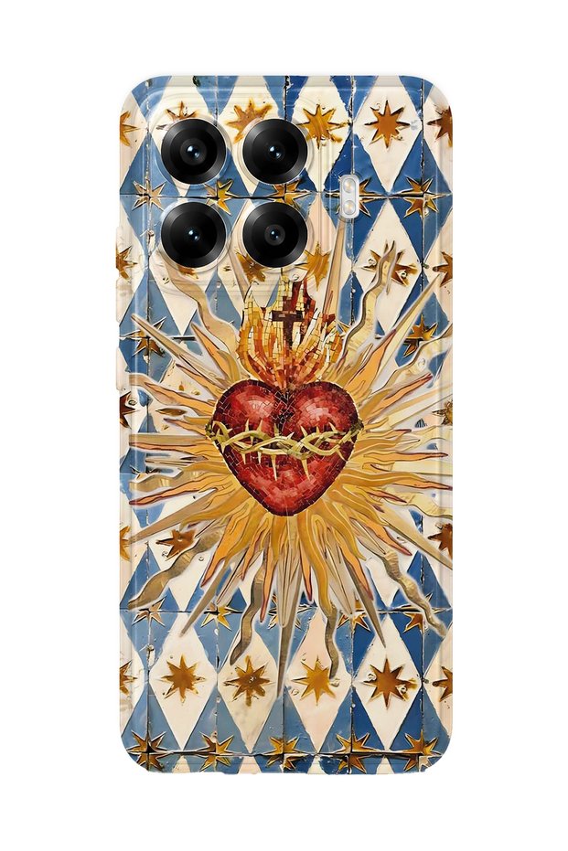 Xiaomi 17t Pro Compatible Vintage Sun and Heart Pattern Transparent Phone Case