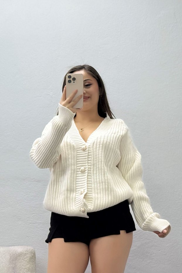 Women's Buttoned Knitwear Cardigan Latte