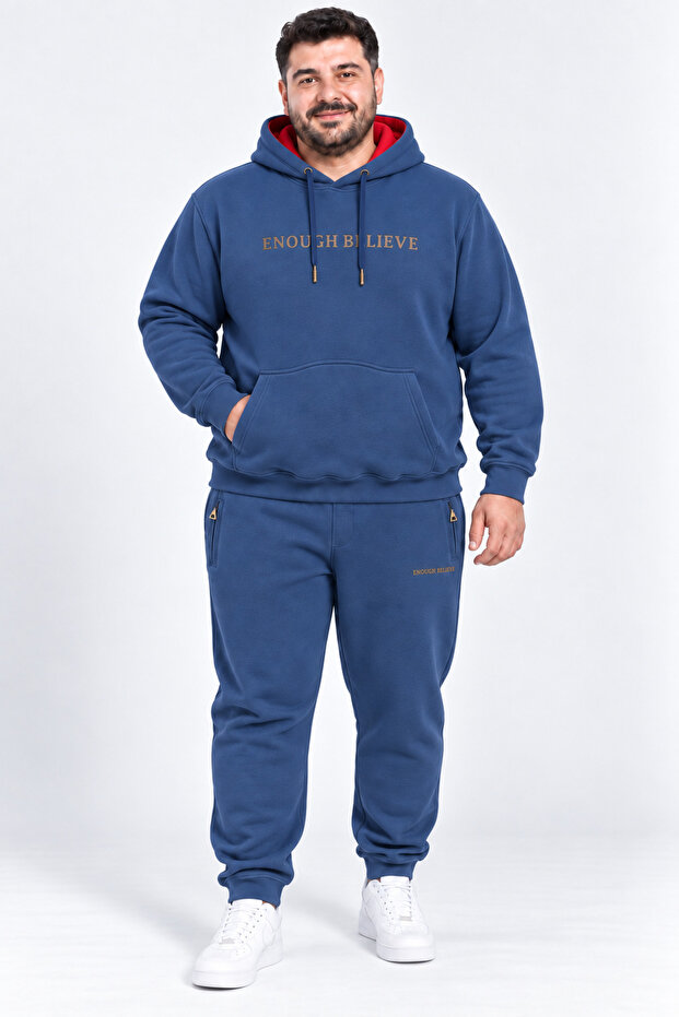 Men's Hooded 3 Thread Raster Hooded Oversized Tracksuit Set